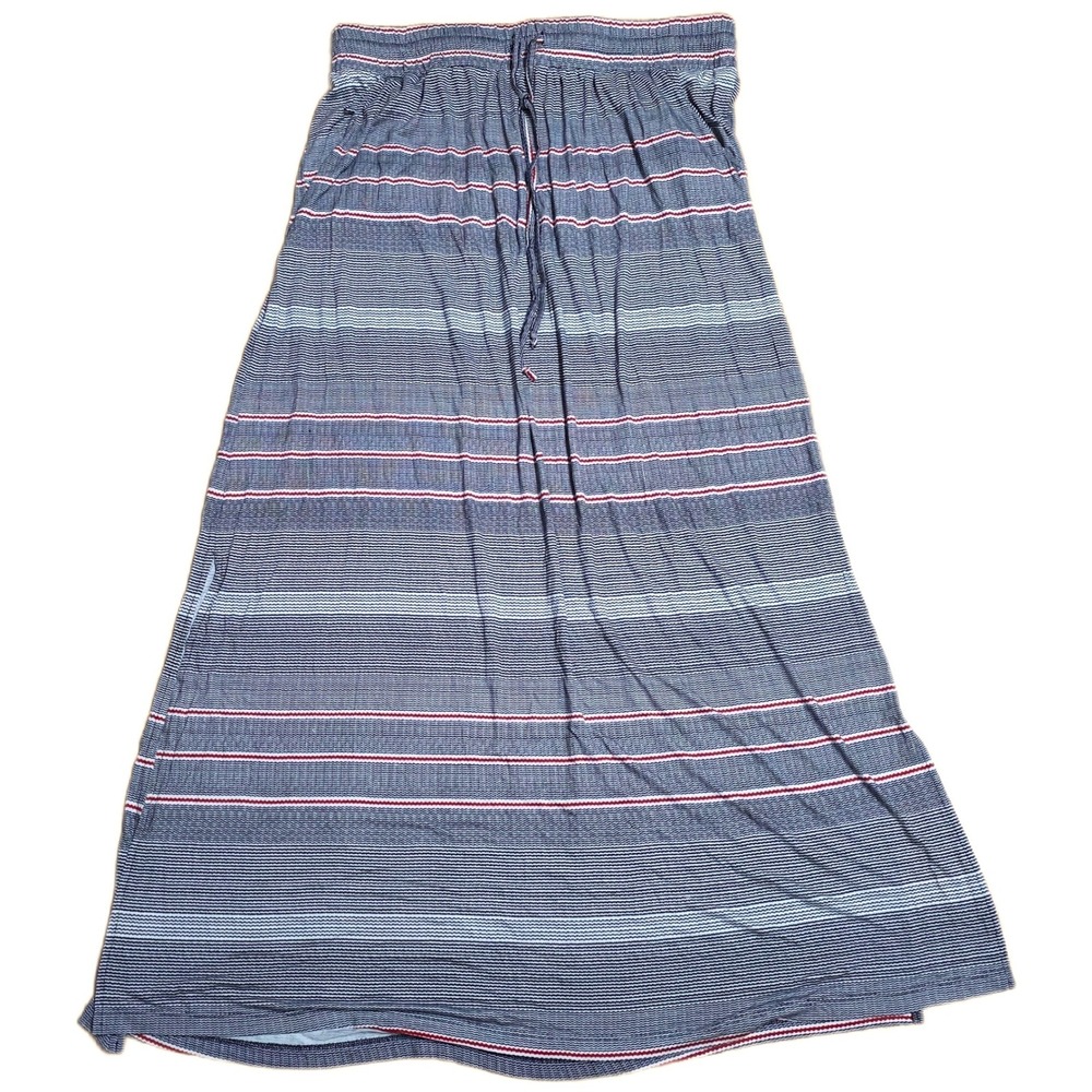 Design History Maxi Skirt Women's Size XL Navy Striped With Drawstring Waist